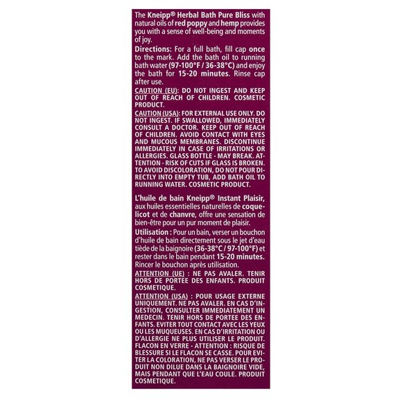 Kneipp Bath Oil, Pure Bliss, Red Poppy and Hemp - Picture 2 of 6